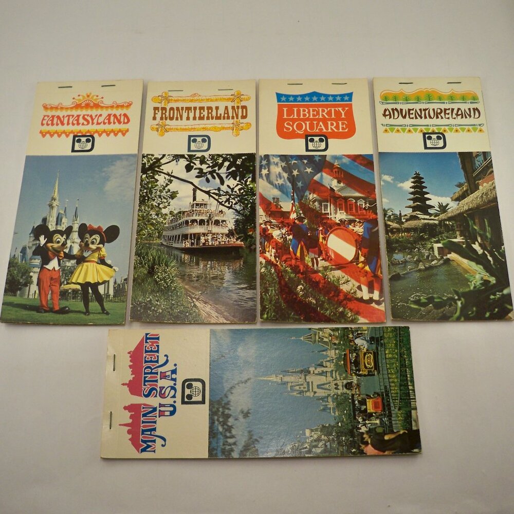 Walt Disney World 5 Lands Postcard Books 1972 Vintage Ephemera